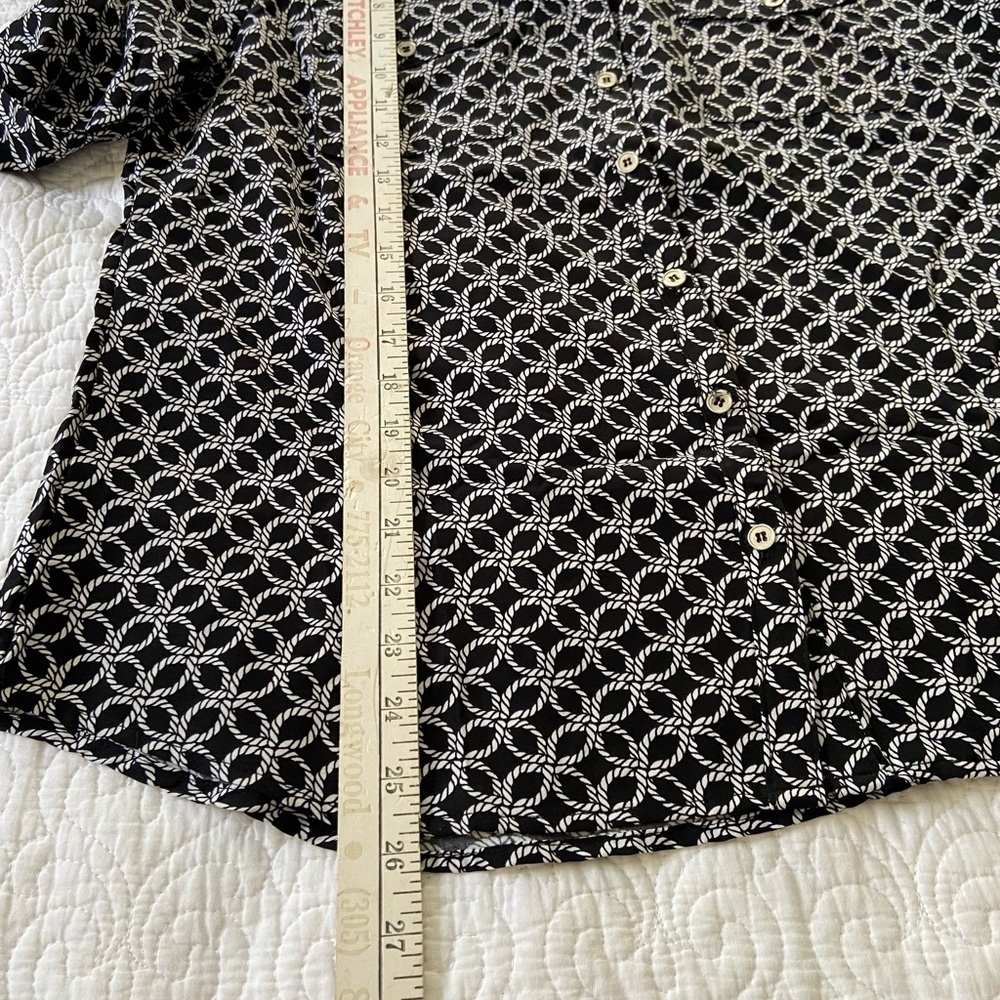 NY Collection Black and White Mandarin Collar Blouse Size Large - Picture 13 of 13